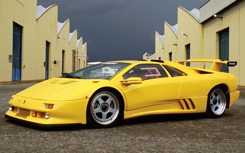 Lamborghini Diablo SE30 Jota = 340 км/ч. 595 л.с. 3.9 сек.